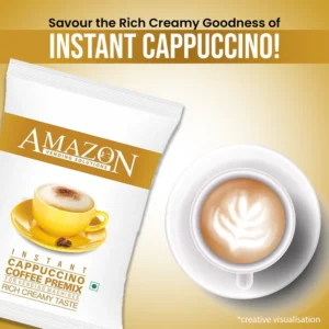 AMAZON 3 in 1 Instant Cappuccino Coffee Premix | Rich Creamy Taste | Suitable for Vending Machines and Manual Use- Just Add Hot Water