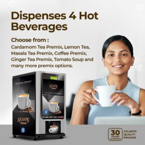 ATLANTIS CLASSIC 4 Lane Tea & Coffee Vending Machine – 3 Ltrs hot Tank
