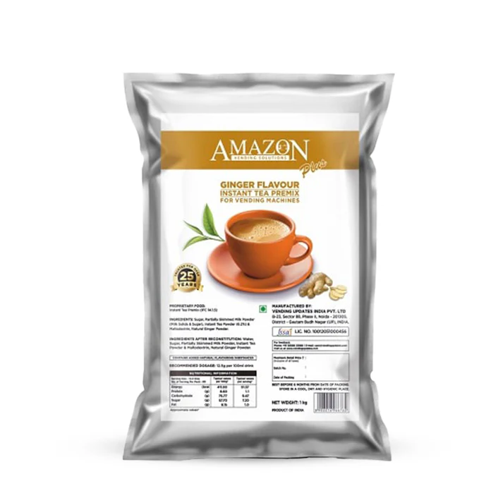 AMAZON Plus 3-in-1 Instant Ginger  Tea Premix Powder for Vending Machines | No Milk, Sugar Required