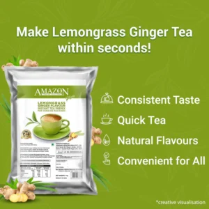 AMAZON Plus 3-in-1 Lemongrass Ginger  Tea Premix | Suitable for Vending Machines and Manual Use- Just Add Hot Water Hover Image