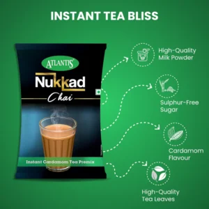 ATLANTIS Nukkad 3-in-1 Tea Premix Powder for Vending Machines| 1KG Pack | No Milk, Sugar Required