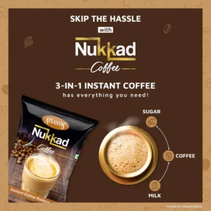 ATLANTIS Nukkad 3 in 1 Instant Coffee Premix | Suitable for Vending Machines and Manual Use- Just Add Hot Water