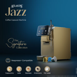 Atlantis Jazz Coffee Capsule Machine | With 18 Assorted Coffee Capsules In 3 Blends | Integrated Milk Dispensing | One-Touch Cappuccino, Latte, Espresso & Americano | Nespresso® Original Line Compatible