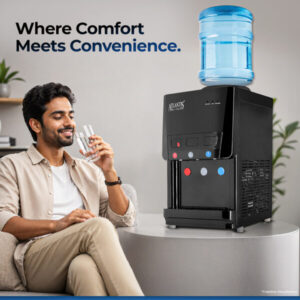 ATLANTIS BLAQUE | Smart Push Buttons | Hot, Normal & Cold Water | Table Top Water Dispenser | 1 Year Warranty | Child Safety Lock | Top Loading Hover Image
